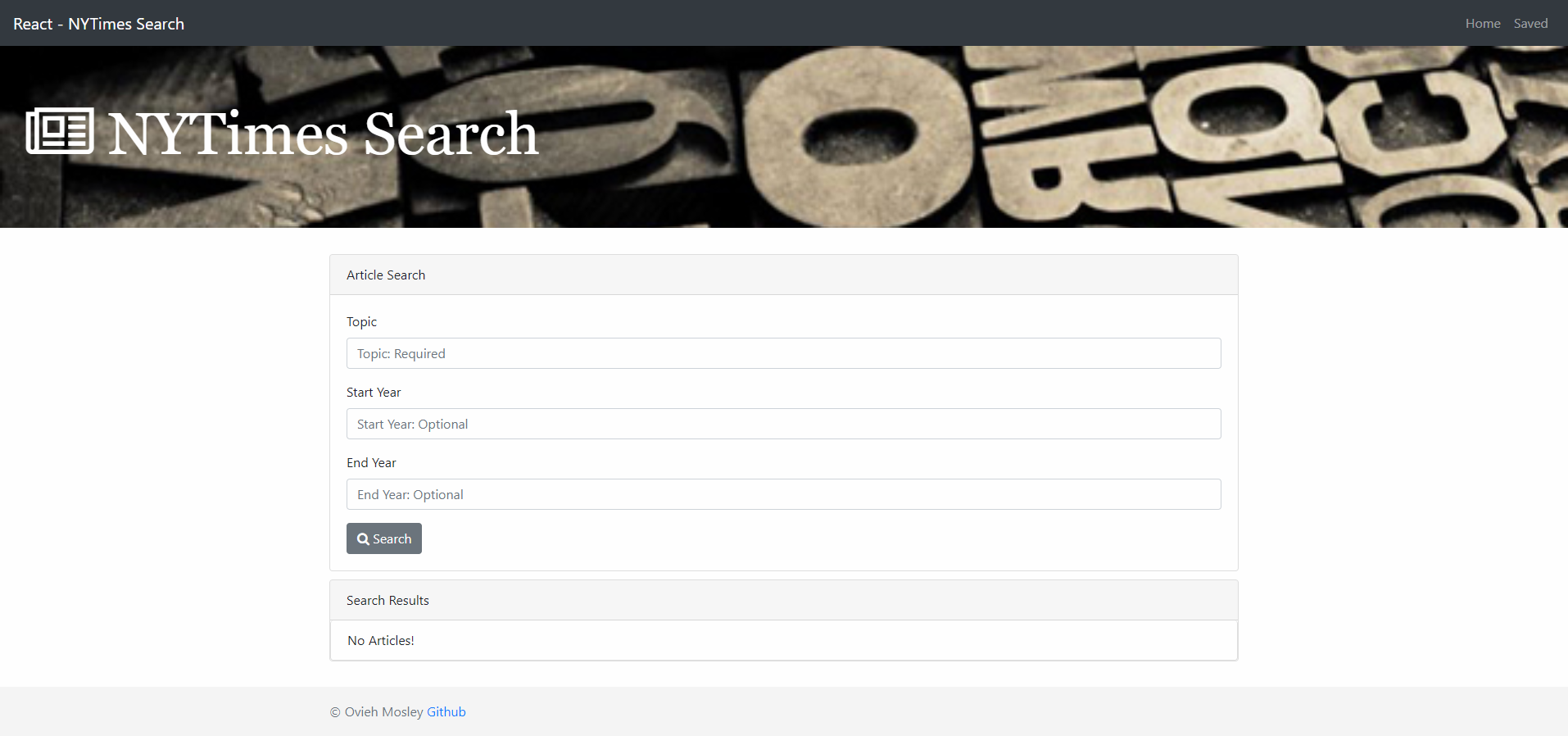 Article Search Screenshot